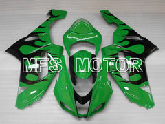 Kawasaki NINJA ZX6R 2007-2008 Injection ABS verkleidung - Flamme - Schwarz Grün - MFS6442