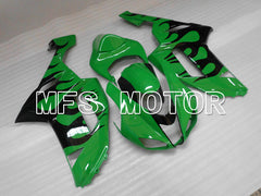 Kawasaki NINJA ZX6R 2007-2008 Injection ABS verkleidung - Flamme - Schwarz Grün - MFS6442