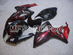 Suzuki GSXR600 GSXR750 2006-2007 Injection ABS Fairing - Flame - Black Red - MFS4908