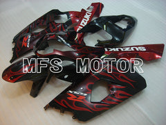 Suzuki GSXR600 GSXR750 2004-2005 Injection ABS verkleidung - Flamme - Schwarz Rot - MFS2237