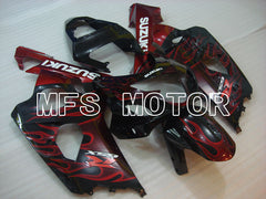 Suzuki GSXR600 GSXR750 2004-2005 Injection ABS verkleidung - Flamme - Schwarz Rot - MFS2237