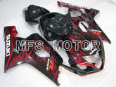Suzuki GSXR600 GSXR750 2004-2005 Injection ABS Fairing - Flame - Black Red - MFS2319
