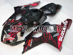 Suzuki GSXR600 GSXR750 2004-2005 Injection ABS Fairing - Flame - Black Red - MFS2319
