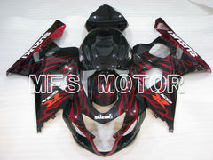 Suzuki GSXR600 GSXR750 2004-2005 Injection ABS Fairing - Flame - Black Red - MFS2319