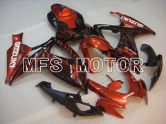 Suzuki GSXR600 GSXR750 2006-2007 Injection ABS verkleidung - Flamme - Schwarz Orange - MFS2335