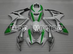 Suzuki GSXR600 GSXR750 2006-2007 Injection ABS verkleidung - Factory Style - Weiß Grün Silber - MFS2352