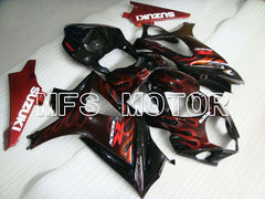 Suzuki GSXR1000 2007-2008 Injection ABS Fairing - Flame - Black Red - MFS2669