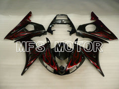 Yamaha YZF-R6 2003-2004 Injection ABS Fairing - Flame - Red wine color Black - MFS3657