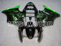 Kawasaki NINJA ZX6R 2000-2002 Injection ABS verkleidung - Flamme - Schwarz Grün - MFS3664