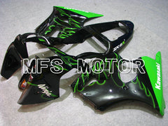 Kawasaki NINJA ZX6R 2000-2002 Injection ABS verkleidung - Flamme - Schwarz Grün - MFS3664