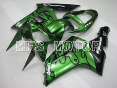 Carénage ABS injecté Kawasaki NINJA ZX6R 2003-2004 - Flamme - Noir Vert - MFS3725