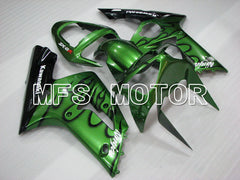 Carénage ABS injecté Kawasaki NINJA ZX6R 2003-2004 - Flamme - Noir Vert - MFS3725