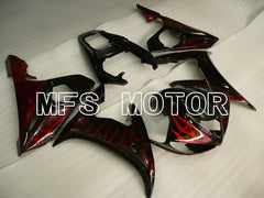 Carénage ABS injecté Yamaha YZF-R6 2005 - Flamme - Rouge Noir - MFS3778
