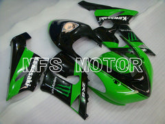 Carénage ABS injecté Kawasaki NINJA ZX6R 2005-2006 - Monster - Noir Vert - MFS3804