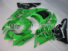 Carénage ABS injecté Kawasaki NINJA ZX10R 2004-2005 - Flamme - Noir Vert - MFS3954