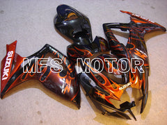 Suzuki GSXR600 GSXR750 2006-2007 Injection ABS Fairing - Flame - Black Orange - MFS4903
