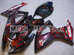 Suzuki GSXR600 GSXR750 2006-2007 Injection ABS Fairing - Flame - Black Red - MFS4907