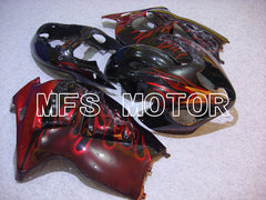 Carénage ABS injecté Suzuki GSXR1300 Hayabusa 1999-2007 - Flamme - Noir Rouge - MFS5334