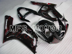 Carénage ABS injecté Kawasaki NINJA ZX6R 2003-2004 - Flamme - Noir Rouge - MFS5616