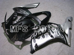 Carénage ABS injecté Kawasaki NINJA ZX6R 2003-2004 - Flamme - Noir Argent - MFS5622