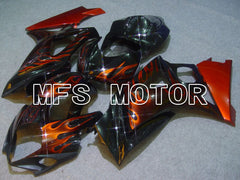 Suzuki GSXR1000 2007-2008 Injection ABS verkleidung - Flamme - Schwarz Orange - MFS5698
