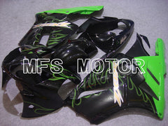 Carénage ABS injecté Kawasaki NINJA ZX12R 2002-2005 - Flamme - Noir Vert - MFS6053
