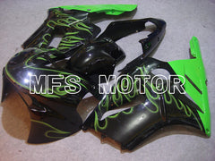 Carénage ABS injecté Kawasaki NINJA ZX12R 2002-2005 - Flamme - Noir Vert - MFS6060