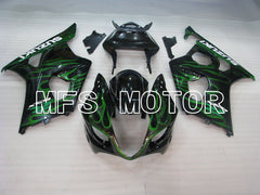 Carénage ABS injecté Suzuki GSXR1000 2003-2004 - Flamme - Noir Vert - MFS2574