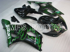 Carénage ABS injecté Suzuki GSXR1000 2003-2004 - Flamme - Noir Vert - MFS2574