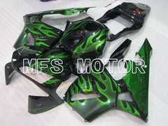 Honda CBR600RR 2003-2004 ABS Injection Fairing - Flame - Green Black - MFS2124