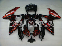 Suzuki GSXR600 GSXR750 2008-2010 Injection ABS Fairing - Flame - Black Red - MFS2442