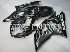 Suzuki GSXR1000 2005-2006 Injection ABS verkleidung - Flamme - Schwarz Silber - MFS2628