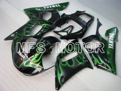 Carénage ABS injecté Yamaha YZF-R6 1998-2002 - Flamme - Noir Vert - MFS3520