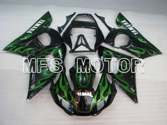 Carénage ABS injecté Yamaha YZF-R6 1998-2002 - Flamme - Noir Vert - MFS3520