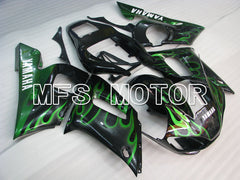 Carénage ABS injecté Yamaha YZF-R6 1998-2002 - Flamme - Noir Vert - MFS3520