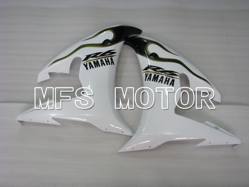 Yamaha YZF-R6 2003-2004 Injection ABS verkleidung - Flamme - Weiß Gold - MFS3590