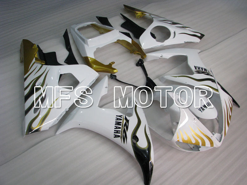 Yamaha YZF-R6 2003-2004 Injection ABS verkleidung - Flamme - Weiß Gold - MFS3590