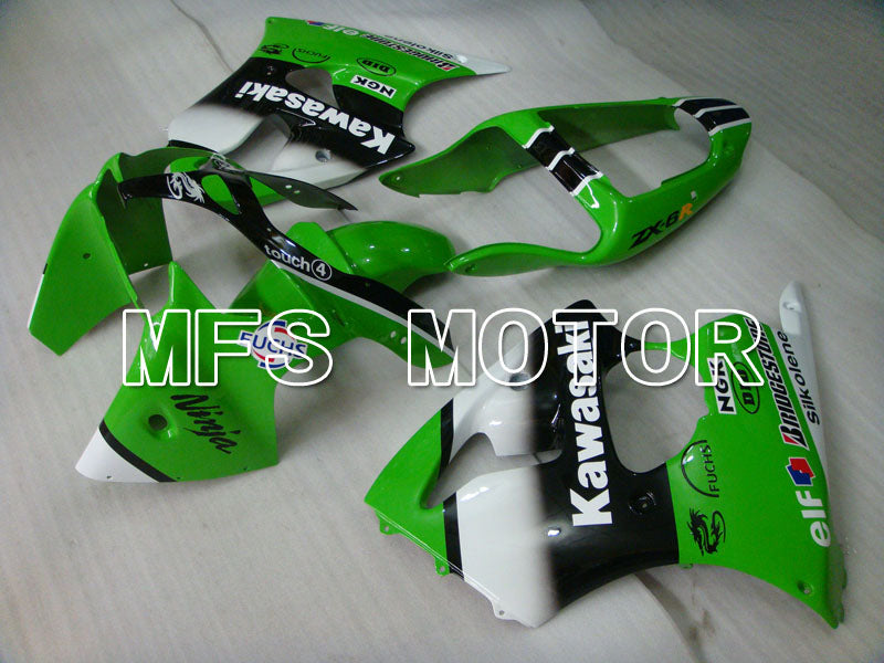 Kawasaki NINJA ZX6R 2000-2002 Injection ABS Fairing - Factory Style - Black Green White - MFS3652