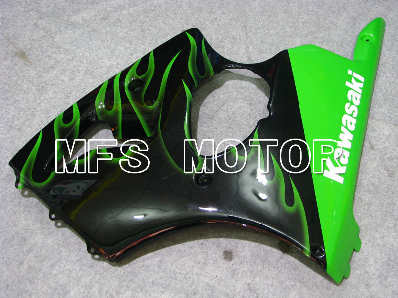 Kawasaki NINJA ZX6R 2000-2002 Injection ABS Fairing - Flame - Black Green - MFS3664