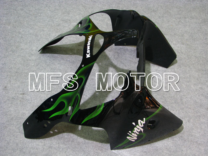 Kawasaki NINJA ZX6R 2000-2002 Injection ABS Fairing - Flame - Black Green - MFS3664