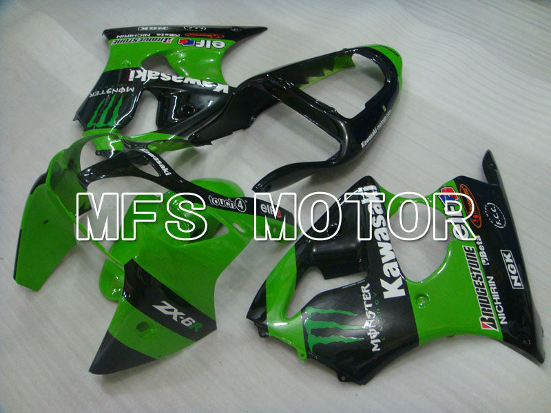 Kawasaki NINJA ZX6R 2000-2002 Injection ABS Fairing - Monster - Black Green - MFS3688