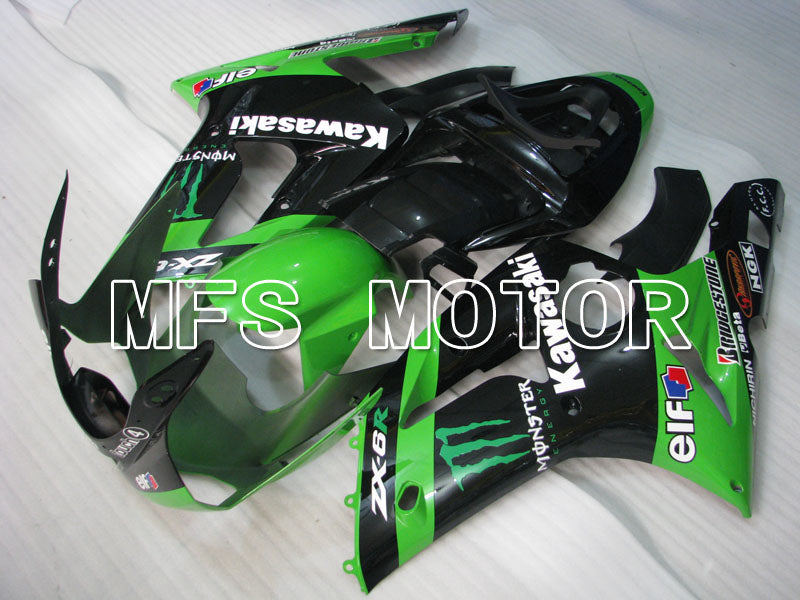 Kawasaki NINJA ZX6R 2003-2004 Injection ABS Fairing - Monster - Black Green - MFS3735