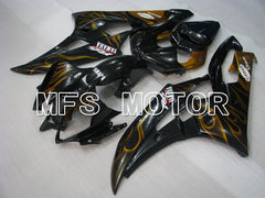 Yamaha YZF-R6 2006-2007 Injection ABS verkleidung - Flamme - Gold Schwarz - MFS3752