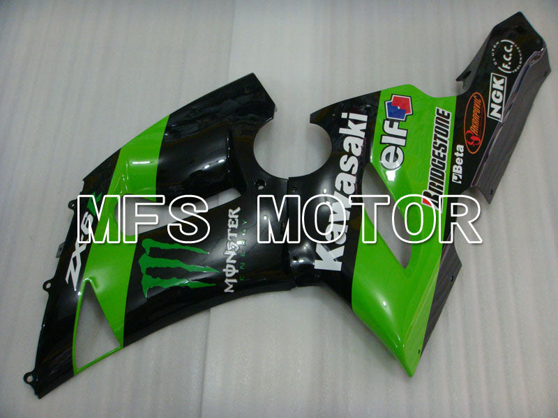 Kawasaki NINJA ZX6R 2005-2006 Injection ABS Fairing - Monster - Black Green - MFS3780