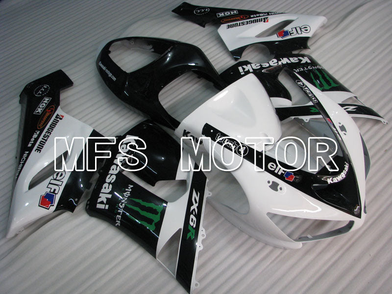 Kawasaki NINJA ZX6R 2005-2006 Injection ABS Fairing - Monster - Black White - MFS3811