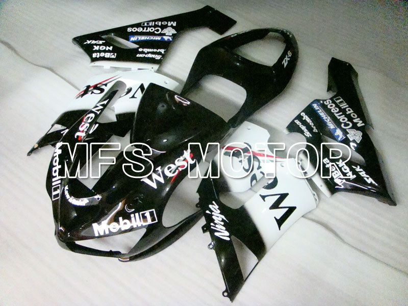 Kawasaki NINJA ZX6R 2005-2006 Injection ABS Fairing - West - Black White - MFS3814