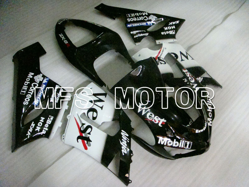 Kawasaki NINJA ZX6R 2005-2006 Injection ABS Fairing - West - Black White - MFS3814