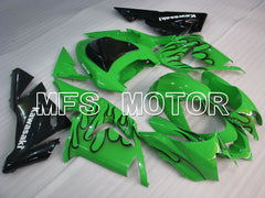 Kawasaki NINJA ZX10R 2004-2005 Injection ABS Fairing - Flame - Black Green - MFS3954