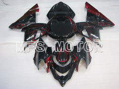 Kawasaki NINJA ZX10R 2004-2005 Injection ABS Fairing - Flame - Black Red - MFS3961