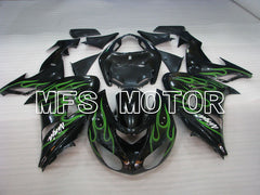 Kawasaki NINJA ZX10R 2006-2007 Injection ABS Fairing - Flame - Black Green - MFS4002